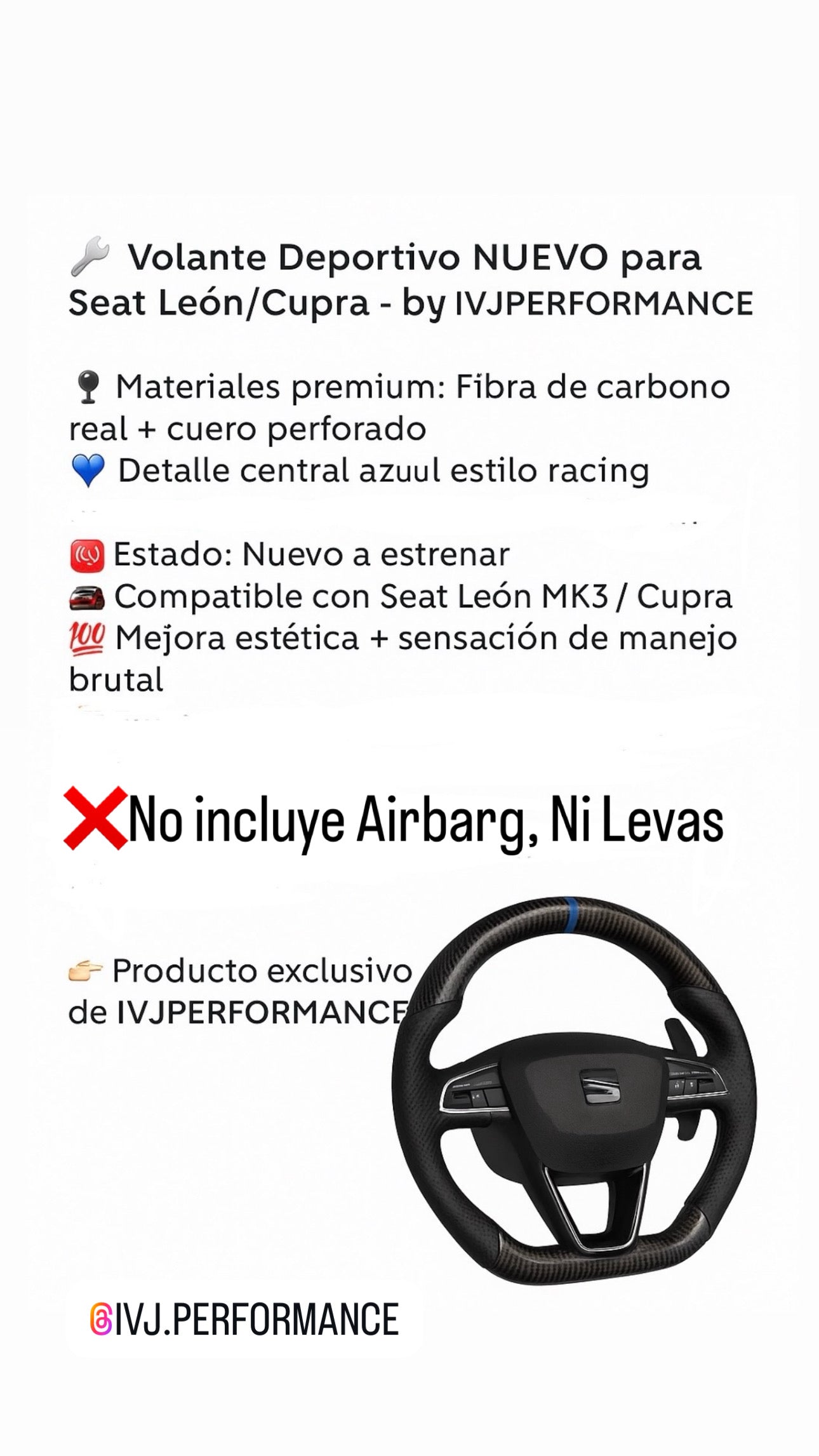 Volante Seat leon 5f mk3 CARBONO + Cuero